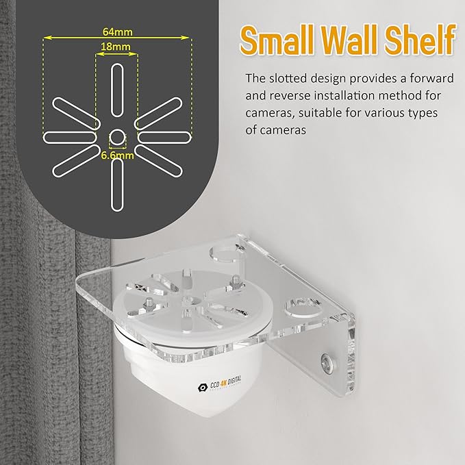Sezanrpt Clear Acrylic Wall Shelf 3 Pack for Smart Security Cameras, Baby & Pet Monitors, Small Floating Shelf for Plants, Speaker, Dog Camera, with Cable Clips