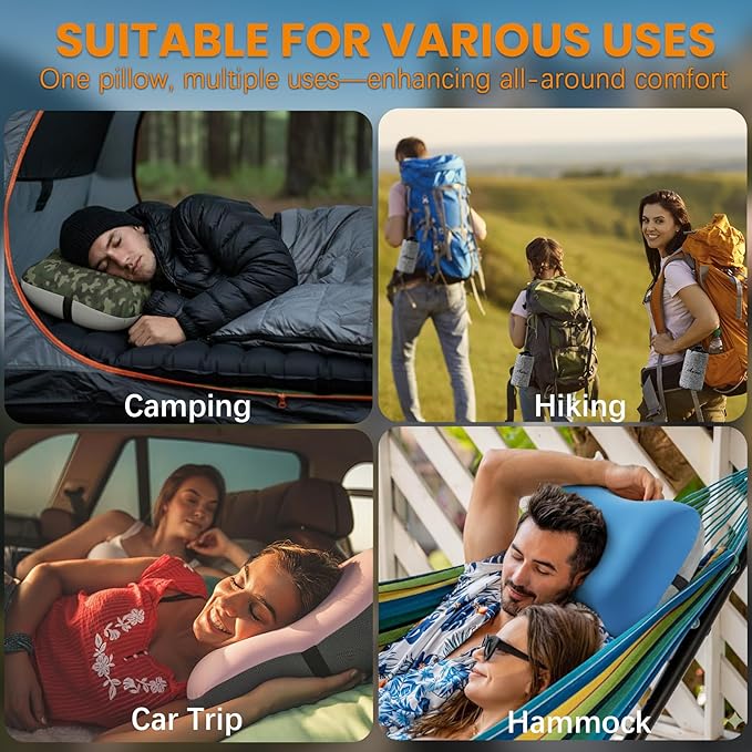2 Packs Inflatable Neck Pillow for Travel Camp Beach Vacation Essentials Airplane Accessories Long Flight Necessities Airport Must Haves Plane International Flying Stuff Airline Items Oversea Needs