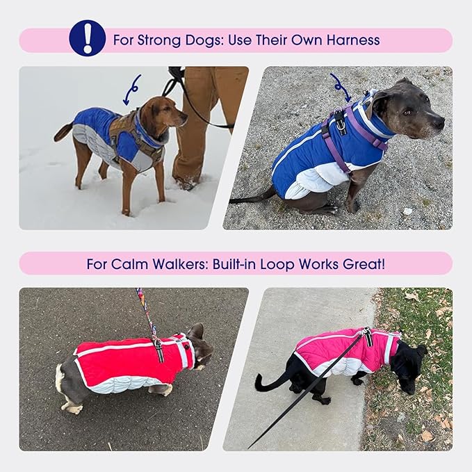 FUAMEY Dog Coat for Large Dogs,Waterproof Dog Winter Jacket with Harness Built in Puppy Cold Weather Coats Reflective Pet Vest with Zipper Warm Fleece Dogs Snowsuit Windproof Mint Green L