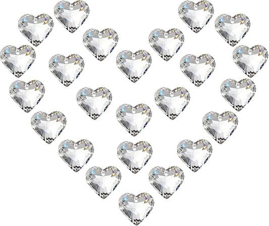 HDCRYSTALGIFTS 24pcs Heart Prisms Suncatchers 20mm Clear Crystal Beads Rainbow Maker Sun Catchers Chandelier Crystals Drop Parts Glass Wedding Valentine's Day Decorations