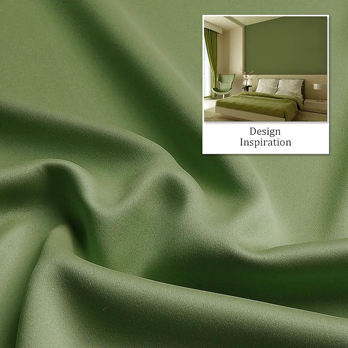 DUALIFE Grommet Curtains Sage Green 96 Inch Length 2 Panels Set Light Blocking Curtains for Bedroom Thermal Insulated Room Darkening Curtains Panels 60 x 96 Inches Long