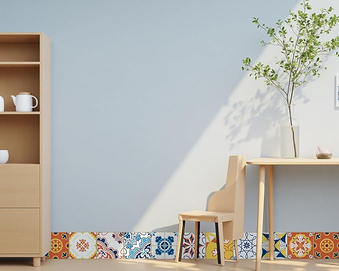 FLFK Wallpaper Border Tile Stickers Peel and Stick Wall Border for Kitchen Backsplash Bathroom Shower Room,8"x240"