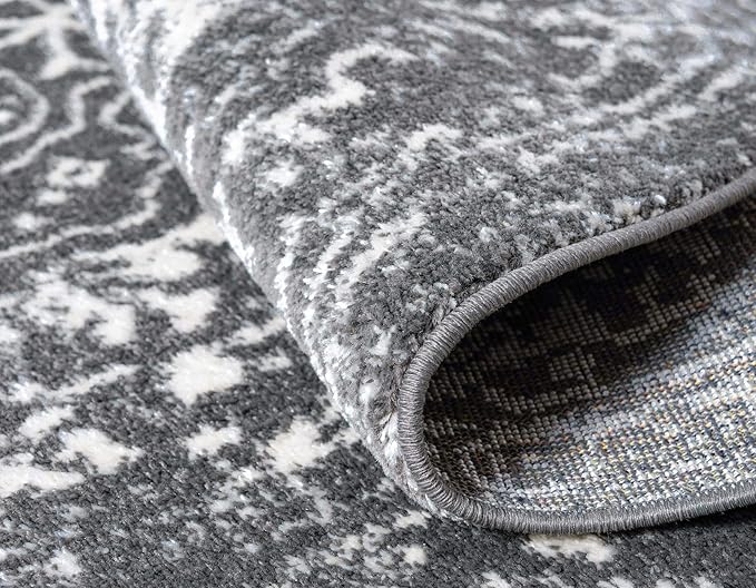 Rugs.com Arlington Collection Rug – 8' x 10' Oval Dark Grey Medium-Pile Rug Perfect for Living Rooms, Large Dining Rooms, Open Floorplans
