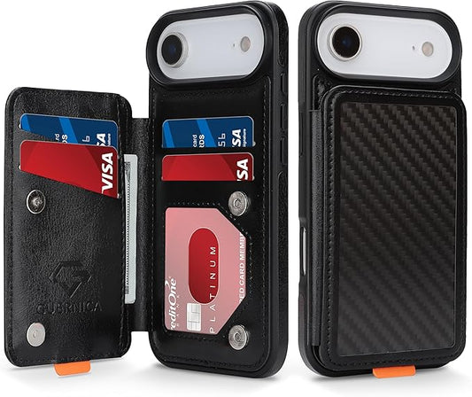 GUERNICA for iPhone 17 Air (6.7") Case Wallet with Card Holder, RFID Blocking Leather Protection, Shockproof Women Men Phone Case for iPhone Air, A - Black