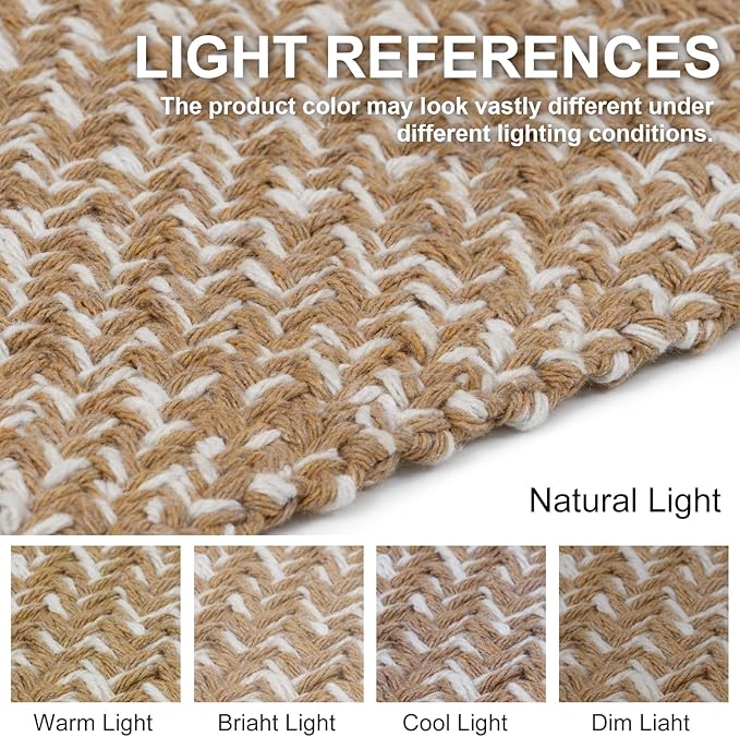 Collive Entryway Door Mat, 27" x 43" Machine Washable Kitchen Rugs, Indoor/Outdoor Low-Profile Doormat Soft Hand-Woven Cotton Bathroom Rug Throw Rugs for Front Back Door Bedroom