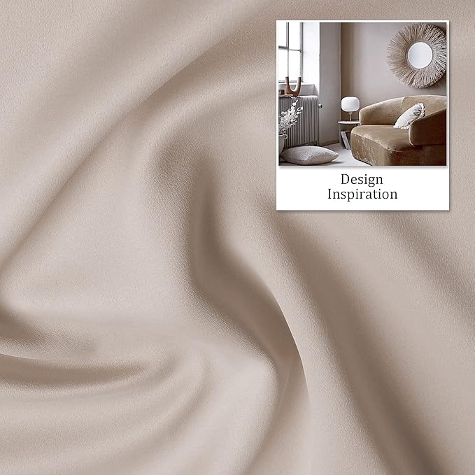 DUALIFE 54 Inch Taupe Blackout Curtains for Bedroom Short Windows Solid Blackout Curtain Panels Thermal Insulated Grommet Top Room Darkening Curtains for Bedroom 38 x 54 Inch Length Light Brown