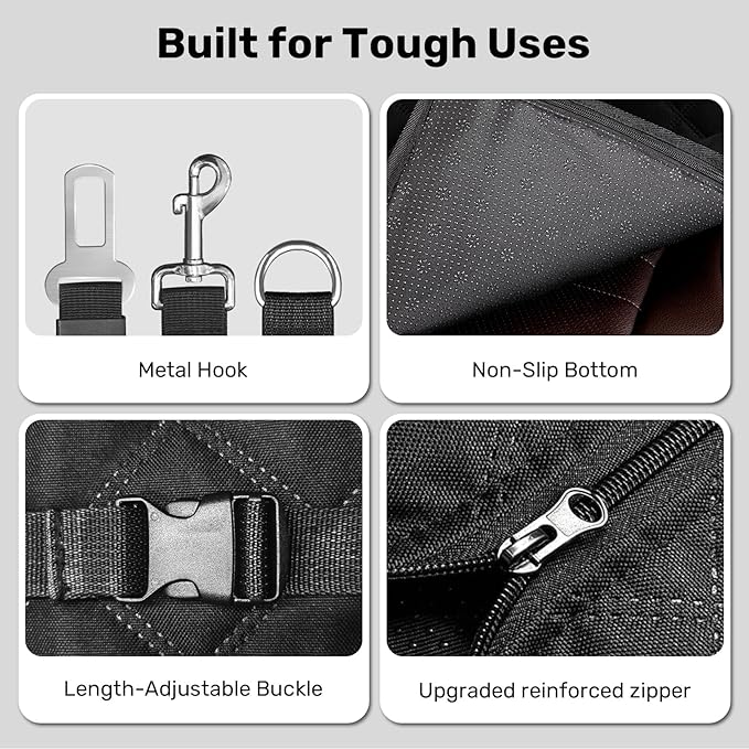 Zanch Heavy-Duty Dog Car Seat Cover, Flat Solid Back Seat Extender for Multi Large Dogs, Hard-Base Supports 450 lb, Waterproof Scrachproof Hammock Protector, Standard for Cars, SUV, Trucks, Green