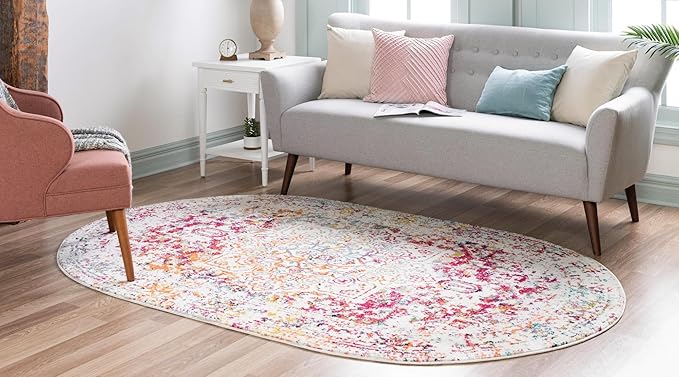 Rugs.com Arlington Collection Rug – 4x6 Oval Light Multi Medium-Pile Rug Perfect for Living Rooms, Large Dining Rooms, Open Floorplans