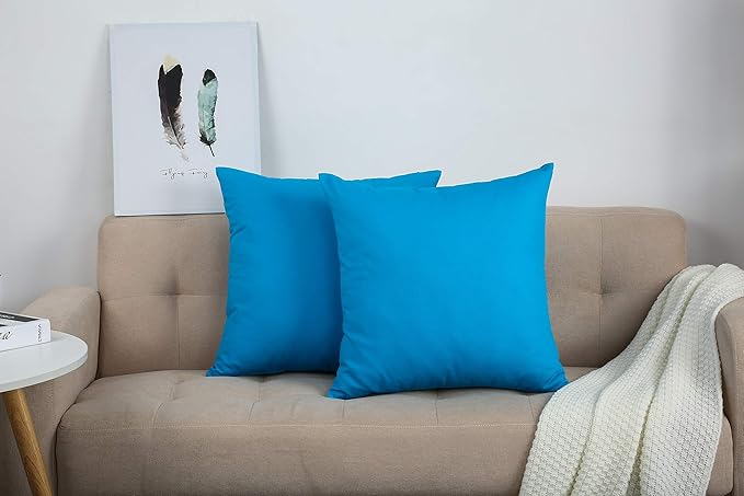 TangDepot Handmade Decorative Solid 100% Cotton Canvas Throw Pillow Covers/Pillow Shams, (28" x28" , Pacific Blue, 1 Count (Pack of 1))