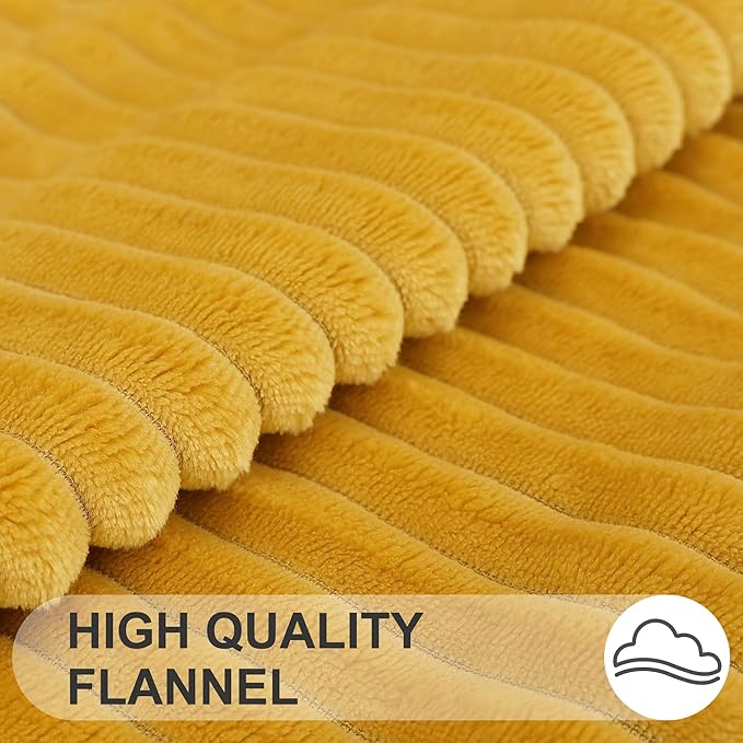 Simmore Decorative Spring Throw Pillow Covers 18x18 Set of 2, Soft Natural Plush Flannel Double-Sided Fluffy Couch Pillow Covers for Sofa Living Room, Mustard Yellow