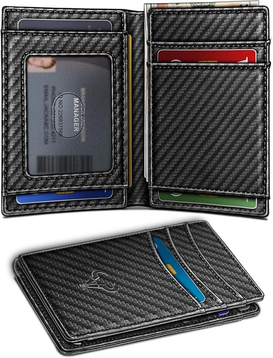 BULLIANT Slim Wallet For Men 12Cards,Magnetic Flip Build-in Money Clip Airtag Compatible-RFID Blocking