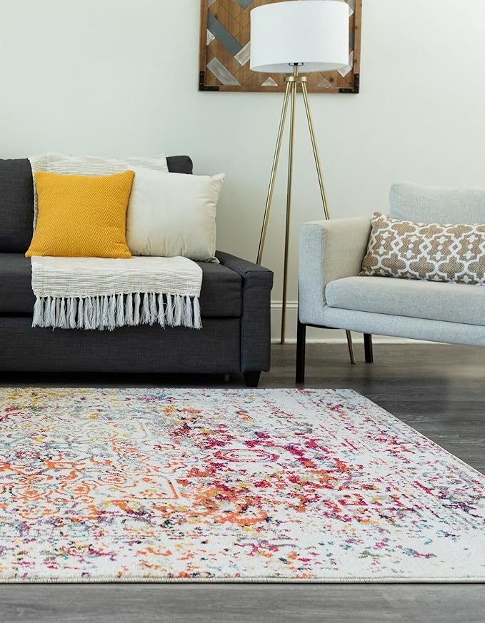 Rugs.com Arlington Collection Rug – 8x11 Light Multi Medium-Pile Rug Perfect for Living Rooms, Large Dining Rooms, Open Floorplans