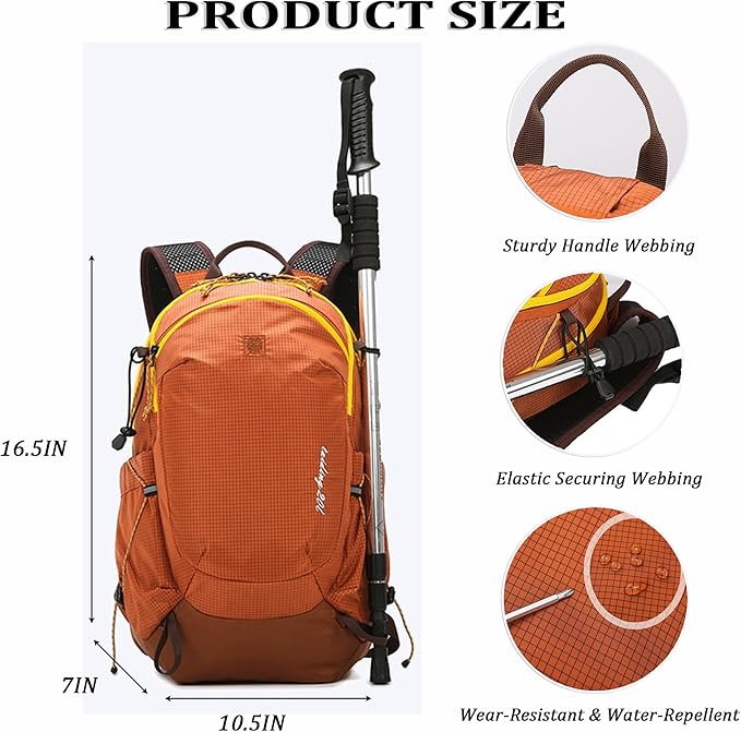 W WINTMING Small Hiking Backpack Travel Backpacks 20L Lightweight Hiking Daypack for Women Men Camping Daily Commuting (Orange)