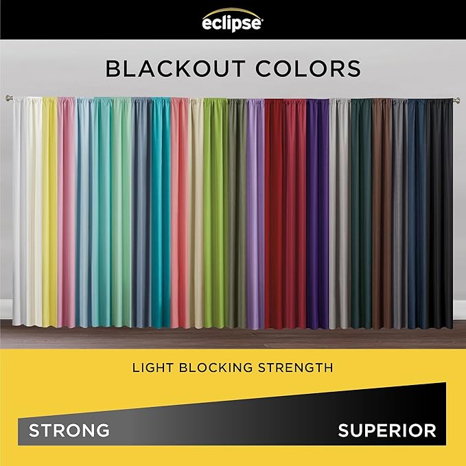 Eclipse Kendall Textured Blackout Thermal Rod Pocket Window Curtain, Insulating & Noise Reducing Curtains for Bedroom or Living Room (1 Panel), 84 in Long x 42 in Wide, Indigo