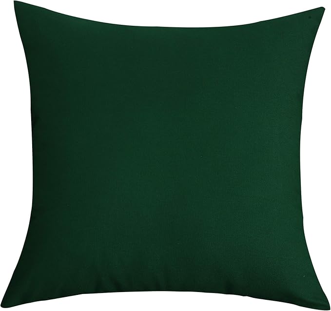 TangDepot Handmade Decorative Solid 100% Cotton Canvas Throw Pillow Covers/Pillow Shams, (20"x20", Deep Green)