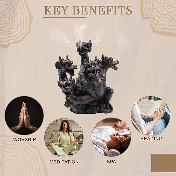 Hosley 2pk 8.5 Inch High Resin Dragon Decor Statue/Incense Cone Burner Smoking Dragon Holder. Ideal for Spa and Aromatherapy Suggested for use with Hosley Brand Incense Cones