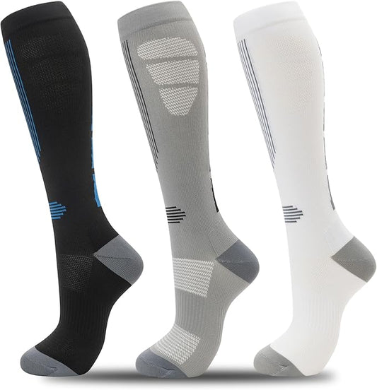 fenglaoda Compression Socks for Women Men 3 Pairs Graduated Compression Support Circulation Socks for Nurses