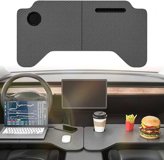 Car Accessories Interior, Carbon Fiber Material, Foldable Car Table, Multipurpose Travel Car Tray for Dining, in-Car Work, Travel and Outdoor, Fits Most Vehicles