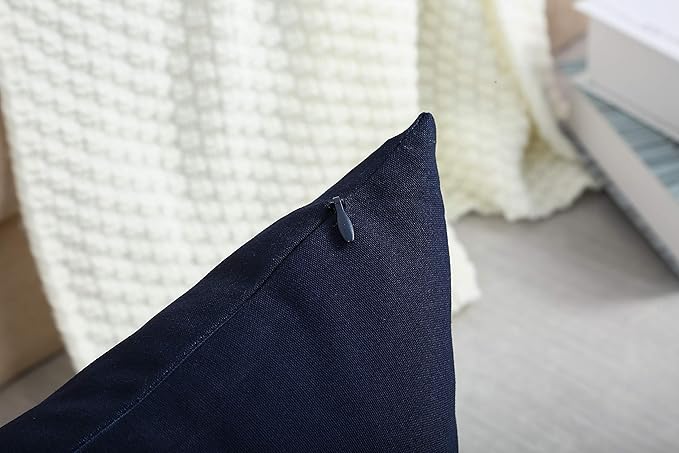 TangDepot Cotton Solid Throw Pillow Covers, 24" x 24" , Dark Navy, 1 Count (Pack of 1)