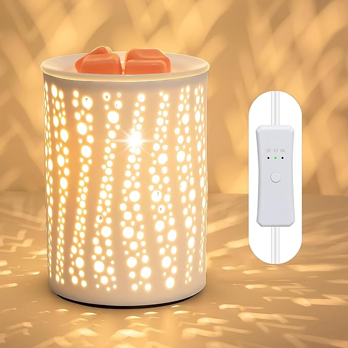 PALANCHY Wax Melt Warmer with Timer Electric Candle Wax Warmer Ceramic Oil Burner with 2/4/8 Hr Timer Settings Fragrance Wax Melter for Scented Home Aromatherapy