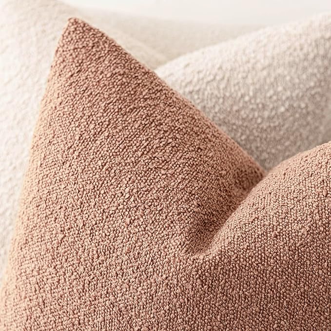 Foindtower Decorative Textured Boucle Throw Pillow Covers Accent Solid Lumbar Pillow Cases Soft Cozy Couch Cushion Case for Chair Sofa Bedroom Living Room Home Decor 12x20 Inch,1PC,Dusty Orange Hazel
