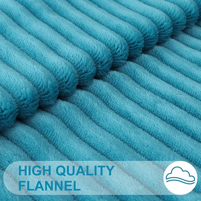 Simmore Decorative Spring Throw Pillow Covers 20x20 Set of 2, Soft Natural Plush Flannel Double-Sided Fluffy Couch Pillow Covers for Sofa Living Room, Teal