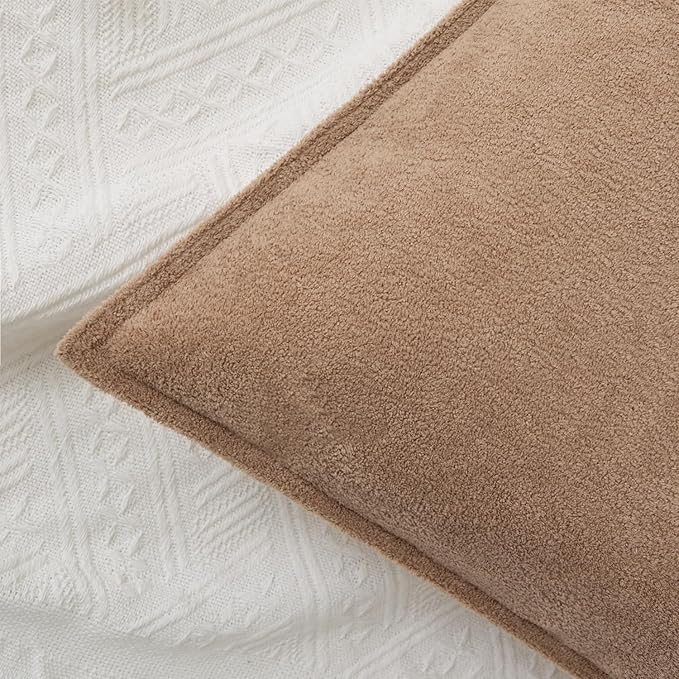 Kevin Textile Waterproof Decorative Pillow Covers Camel 12x20 Inch Pack of 2 Soft Boucle Textured Lumbars Cushions Elegant Accent Pillows for Couch Sofa Chair Bed Home Decor Indoor Outdoor