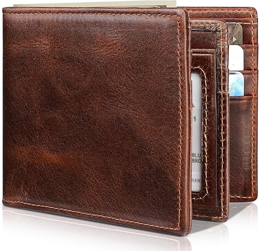 Artpaxy Mens Wallet Bifold Genuine Leather RFID Blocking Wallet for Men with 1 ID Windows 13 Card Holders 2 cash pockets 1 Gift Box
