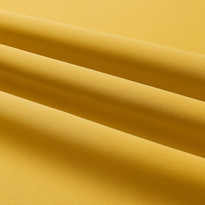 DUALIFE Yellow Solid Curtains 96 Inch Length Blackout Curtain Panels for Bedroom Room Darkening Gold Window Drapes Thermal Insulated Grommet Top 52Wx96L,2 Panels