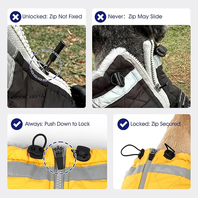 FUAMEY Dog Coat for Large Dogs,Waterproof Dog Winter Jacket with Harness Built in Puppy Cold Weather Coats Reflective Pet Vest with Zipper Warm Fleece Dogs Snowsuit Windproof Brown XXL