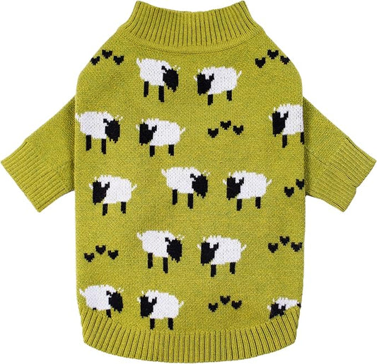Fitwarm Funny Sheep Dog Sweater, Thermal Dog Winter Clothes for Small Dogs Boy Girl, Dog Holiday Clothes, Doggy Pullover Jumper, Pet Outfit, Black, Green, White, XXL