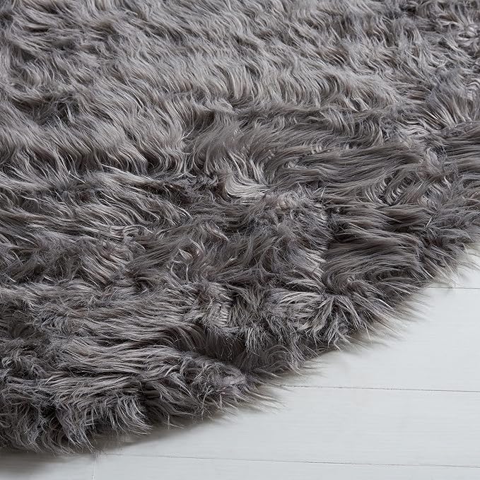 SAFAVIEH Faux Sheep Skin Collection Runner Rug - 2'6" x 6', Grey, Silken Glam Design, Non-Shedding & Easy Care, 2.35-inch Thick Ideal for High Traffic Areas in Living Room, Bedroom (FSS115D)