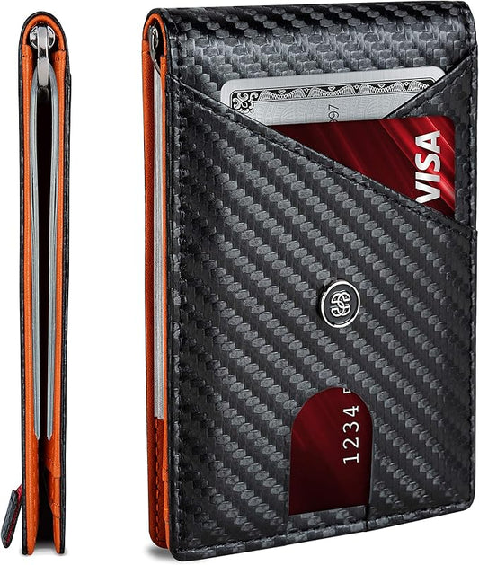 Suavell Slim Wallets for Men. RFID Money Clip Wallet, Slim Wallet, Thin Front Pocket Credit Card Wallet, Minimalist Bifold (Charcoal Rust Pilot)