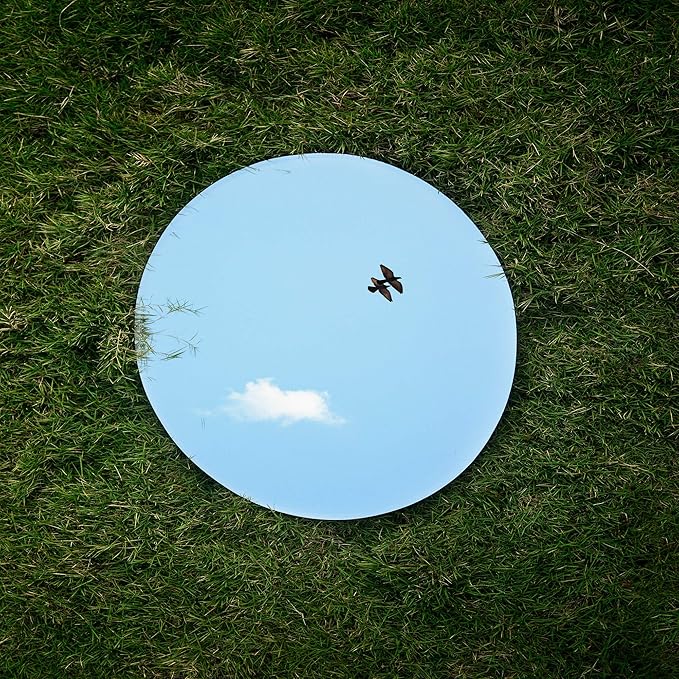 WGVI WGV Large Round Mirror Plate 16" Diameter, 4 mm Thickness, Frameless Sanded Edges, Quality Thick Candle Tray, Home Event Party Wedding Table Centerpiece Wall Decor, 1 Piece