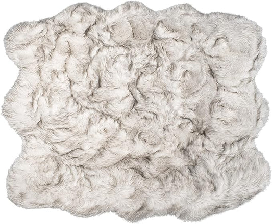 Luxe Gordon Faux Fur Rug with Soft and Fluffy Pile | Machine Washable Living Room Rug with Anti-Slip Backing | Cruelty-Free Area Rugs for Office or Bedroom, Gradient Chocolate, 5 ft x 6 ft