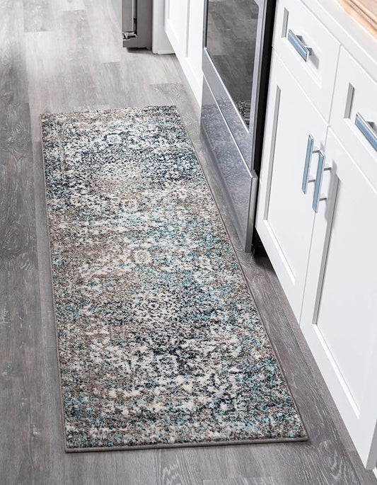 Rugs.com Arlington Collection Rug – 6 Ft Runner Grey Medium-Pile Rug Perfect for Hallways, Entryways