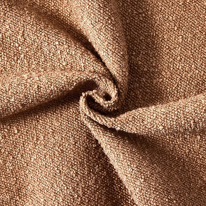 Boucle Decorative Throw Pillow Covers for Couch Set of 2, 22x22 inches, Tobacco