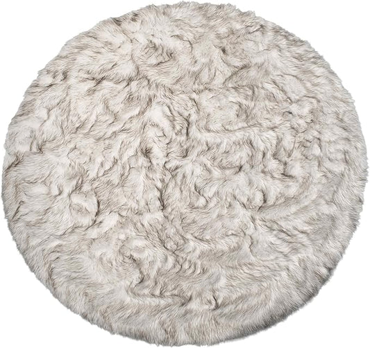 Luxe Gordon Faux Fur Rug with Soft and Fluffy Pile | Machine Washable Living Room Rug with Anti-Slip Backing | Cruelty-Free Area Rugs for Office or Bedroom, Gradient Chocolate, 6 ft Dia.