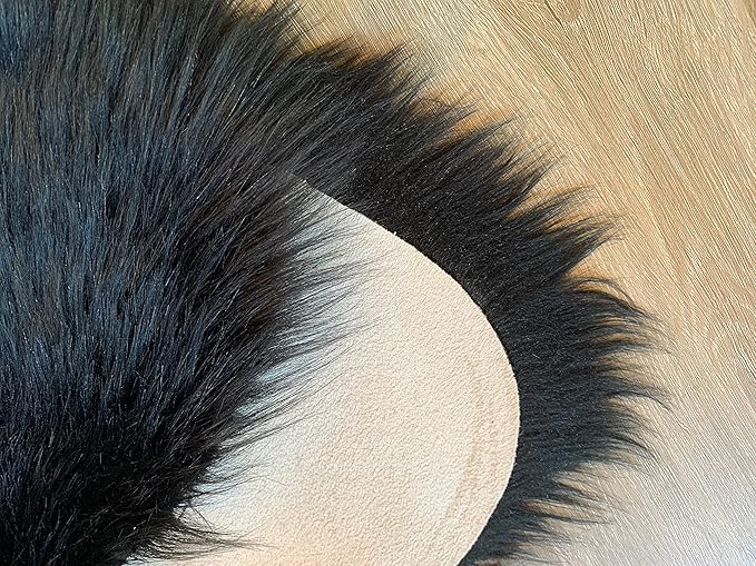 LAMBZY Faux Sheepskin Super Soft Hypoallergenic Silky Shag Rug for Living Room, Kids Room, Sofa (Double Side by Side 3'x4, Black)