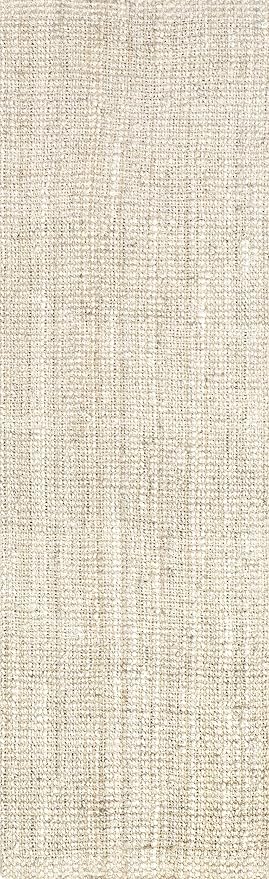 nuLOOM Ashli Solid Farmhouse Jute Runner Rug, 2' 6" x 8', Off-white
