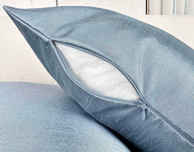Aiking Home 24x24 Inches Faux Silk Square European Shams, Zipper Closure, Slate (Set of 2)