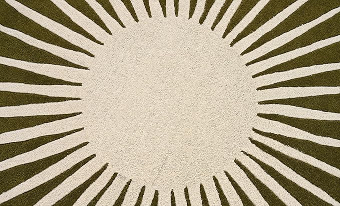 Modern Round Area Rug – Hand-Tufted with 100% NZ Wool, Thick & Soft Circular Carpet for Living Room, Bedroom & Dining Room Decor (Moss Green, 7' Round)