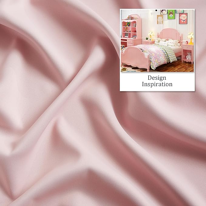 DUALIFE Pink Curtains for Bedroom 72 Inch Length Room Darkening Curtain for Girls Room Decoration Baby Pink Thermal Insulated Blackout Window Drape 52''x72'' Set of 2 Panels Grommet Top
