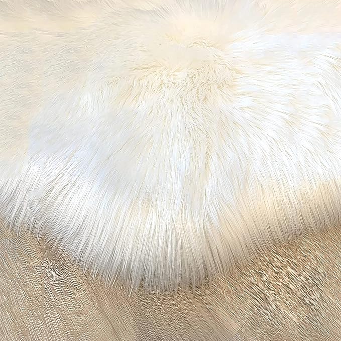 LAMBZY High Pile Super Soft Faux Sheepskin Rug (8'x11', White)