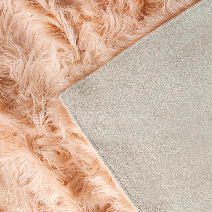 SAFAVIEH Faux Sheep Skin Collection 2'6" x 4' Light Pink FSS235U Silken Glam 2.35-inch Thick Accent Rug