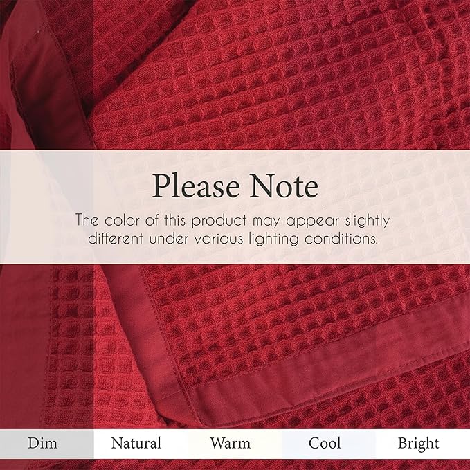 Salt Earth GOTS Certified 100% Organic Cotton Throw Blanket, 55"x60" Waffle Blankets & Throws for Bed, Throw Blanket for Couch, Cozy Christmas Blankets and Throws for Christmas Gifts (Red Dahlia)