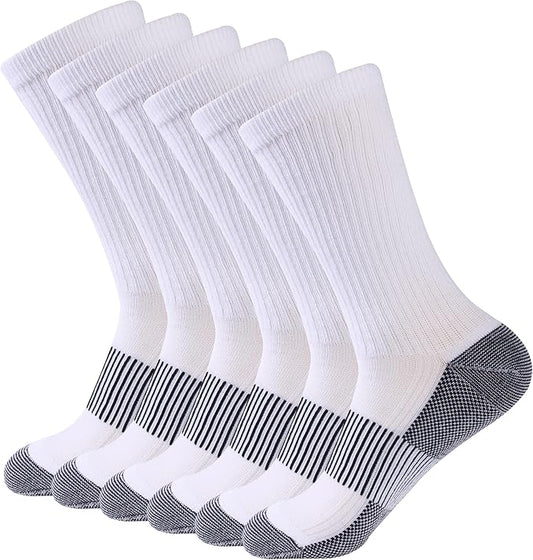 FOOTPLUS Hiking Copper Compression Socks,Unisex Cushioned Sole Arch Support Athletic Crew Running Socks