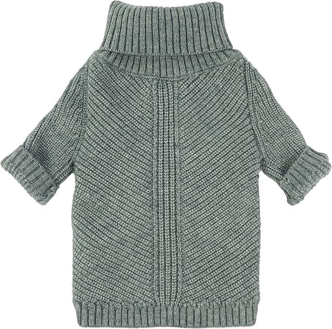 Fitwarm Dog Turtleneck Sweater, Thermal Knitted Pet Coat, Dog Winter Clothes for Small Dogs, Cat Apparel, Heather Grey, Large