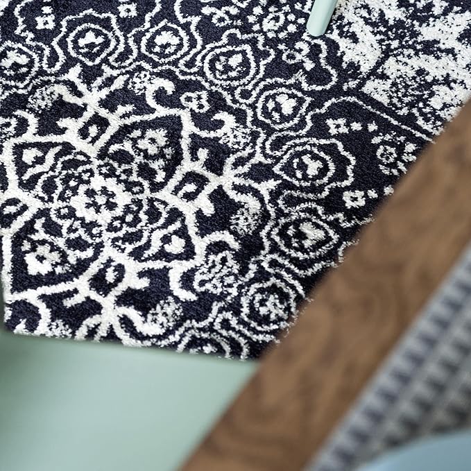 Rugs.com Arlington Collection Rug – 6' x 9' Navy Blue Medium-Pile Rug Perfect for Living Rooms, Large Dining Rooms, Open Floorplans