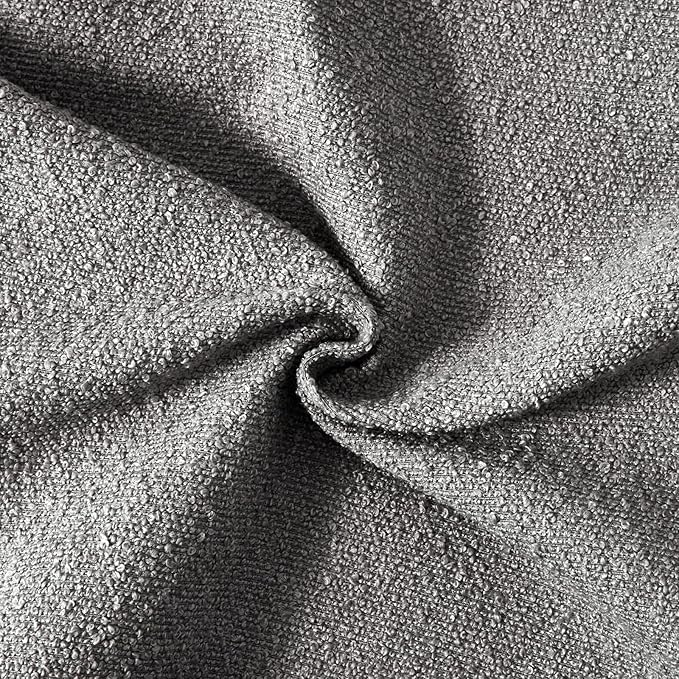 Boucle Decorative Throw Pillow Covers for Couch Set of 2, 22x22 inches, Light Grey